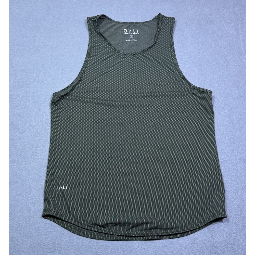 BYLT Tank Top Mens M Performance Stretch Athleisure Training Normcore Gym Olive